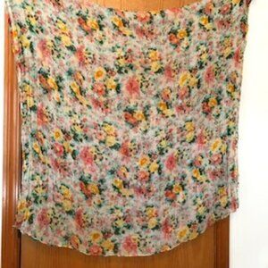 3/$15 Vintage Pastel Crinkle Oblong Floral Scarf Wrap Pink Yellow Excellent